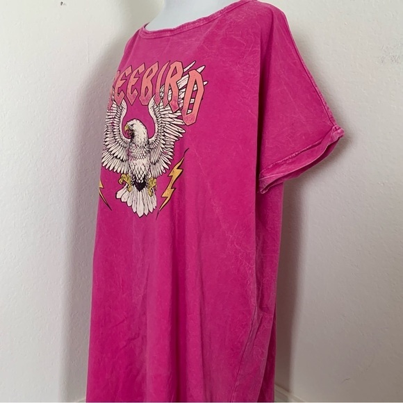 HRT & LUV Mineral Washed Tee Shirt Dress Freebird 2XL Pink Knee Length - Picture 14 of 14